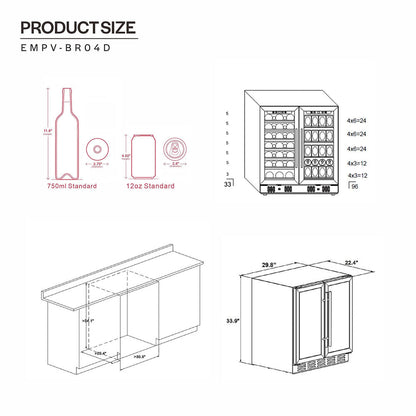 Empava 30 Inch Dual Zone Wine & Beverage Cooler Fridge EMPV-BR04D
