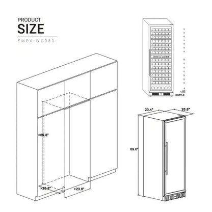 Empava Dual Zone Wine Cooler 70 Inch Tall Wine Fridge EMPV-WC08D