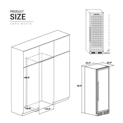 Empava Wine Cooler 70 Inch Tall Wine Fridge EMPV-WC07S