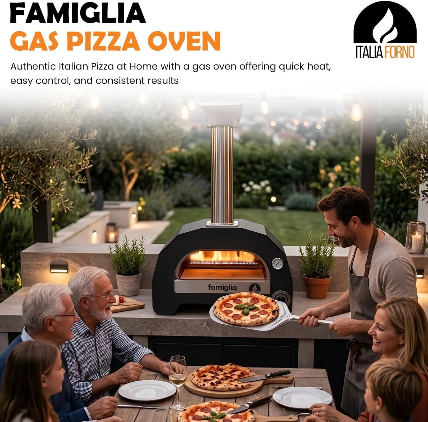 ItaliaForno Famiglia Outdoor Backyard Gas Pizza Oven
