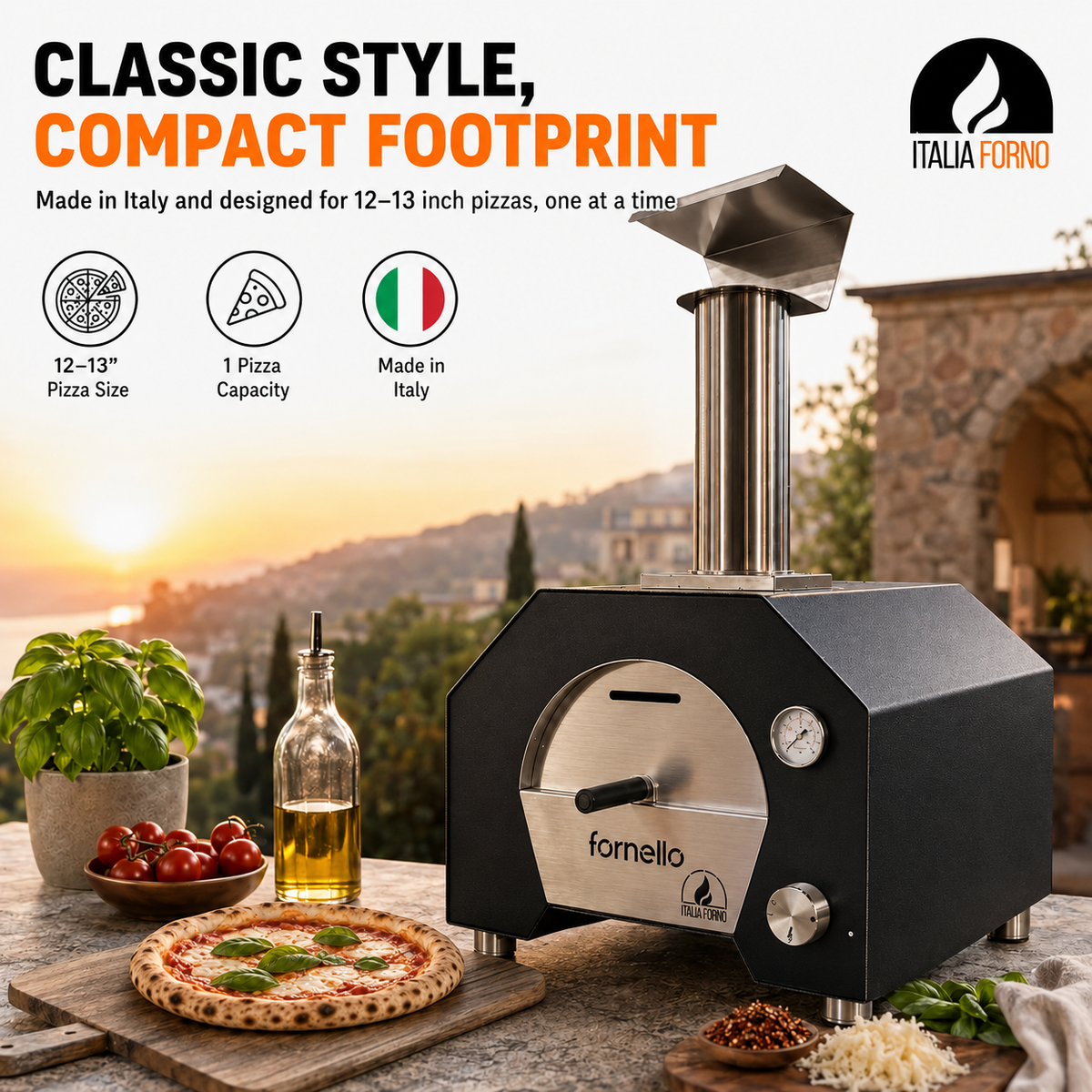 ItaliaForno Fornello Compact Outdoor Backyard Gas Pizza Oven