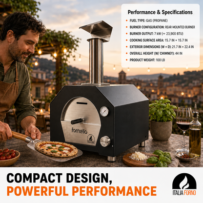 ItaliaForno Fornello Compact Outdoor Backyard Gas Pizza Oven