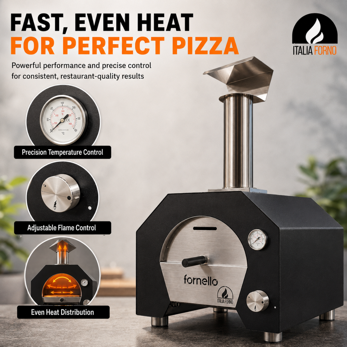 ItaliaForno Fornello Compact Outdoor Backyard Gas Pizza Oven