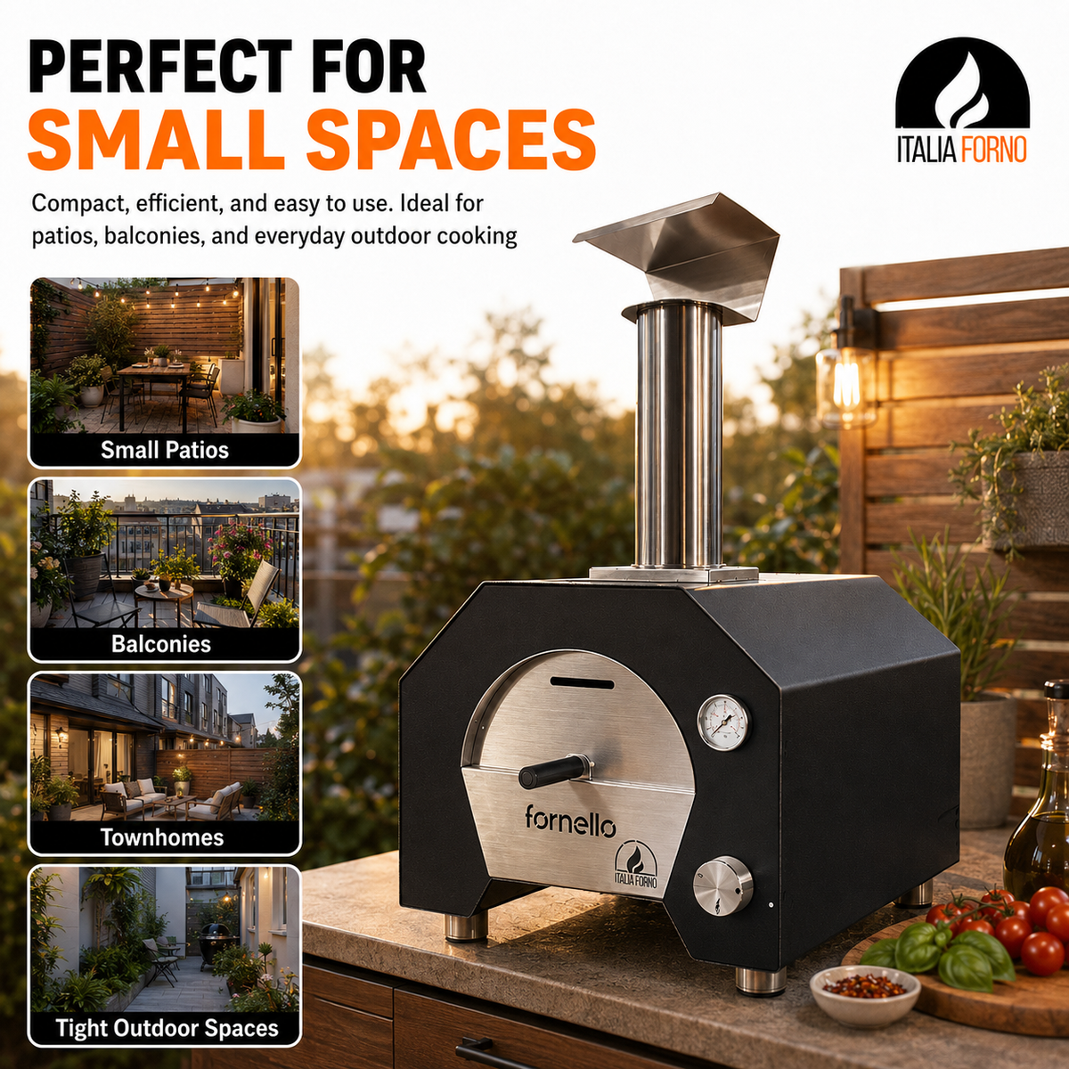 ItaliaForno Fornello Compact Outdoor Backyard Gas Pizza Oven