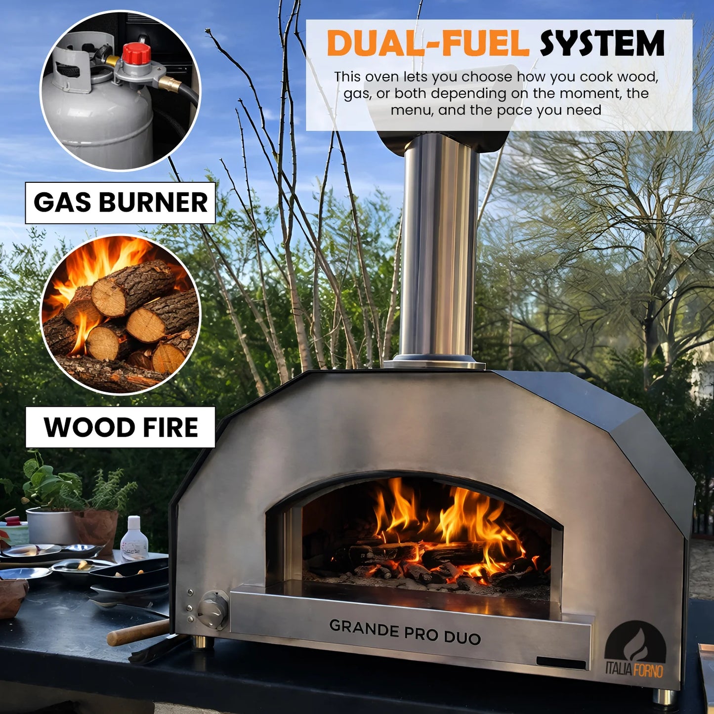 ItaliaForno Grande Pro Duo Hybrid Dual Fuel Pizza Oven