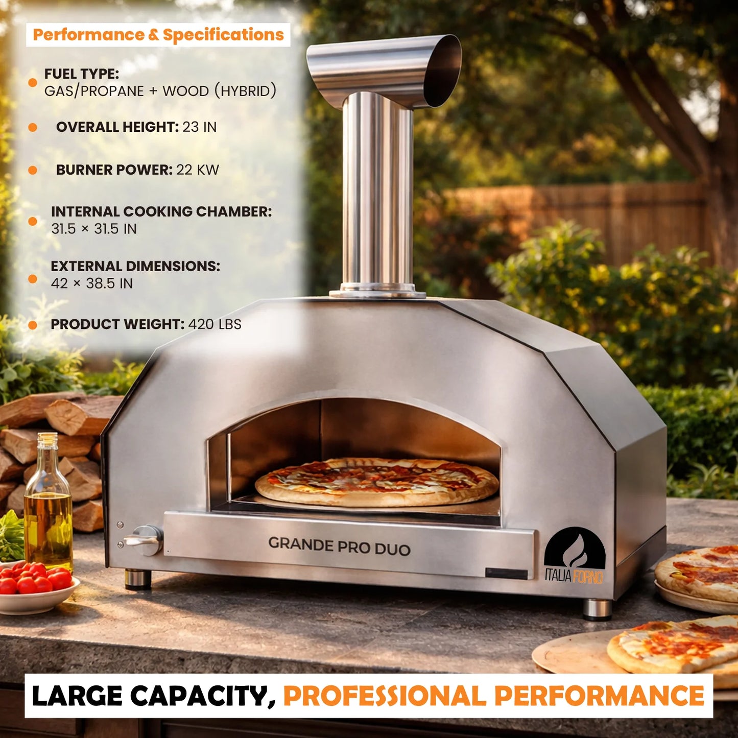 ItaliaForno Grande Pro Duo Hybrid Dual Fuel Pizza Oven