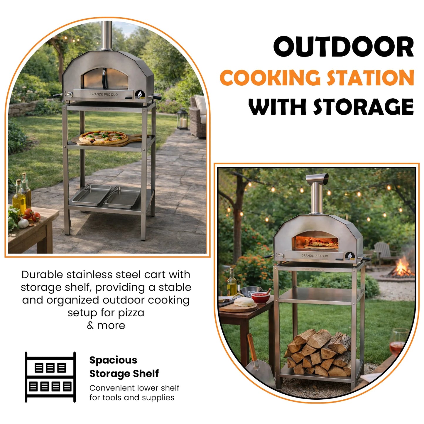 ItaliaForno Oven Cart for Grande Pro Duo Pizza Oven