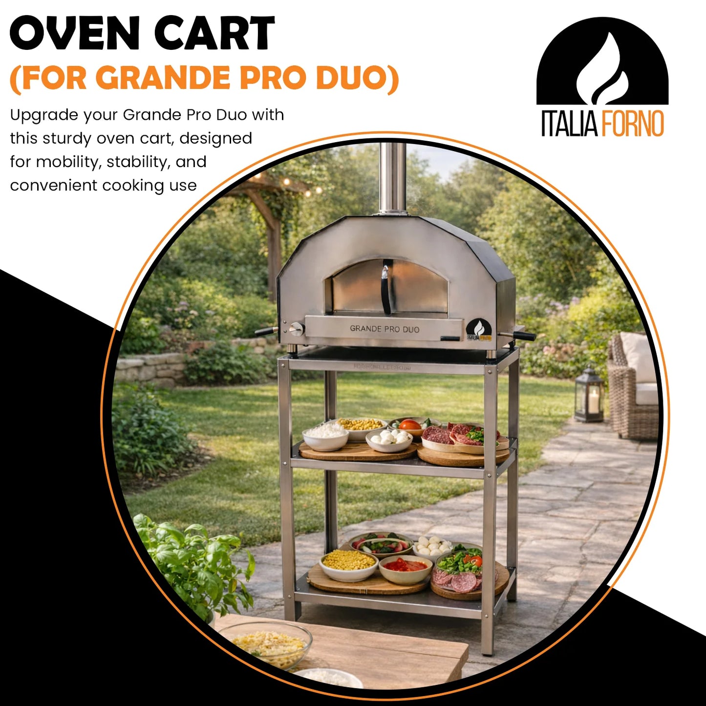 ItaliaForno Oven Cart for Grande Pro Duo Pizza Oven