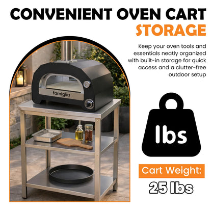 ItaliaForno Regular Oven Cart for Bambino, Allegro, and Fornello Compact Series Ovens
