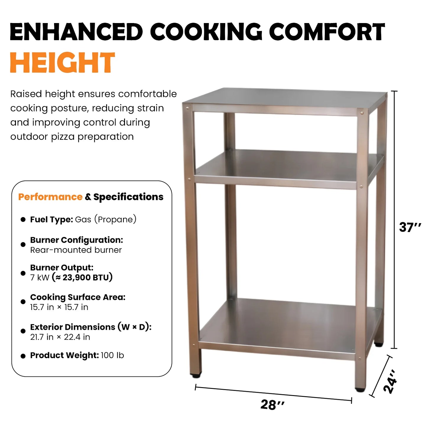 ItaliaForno Regular Oven Cart for Bambino, Allegro, and Fornello Compact Series Ovens