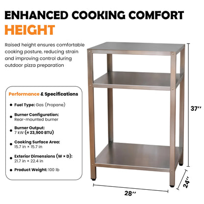 ItaliaForno Regular Oven Cart for Bambino, Allegro, and Fornello Compact Series Ovens