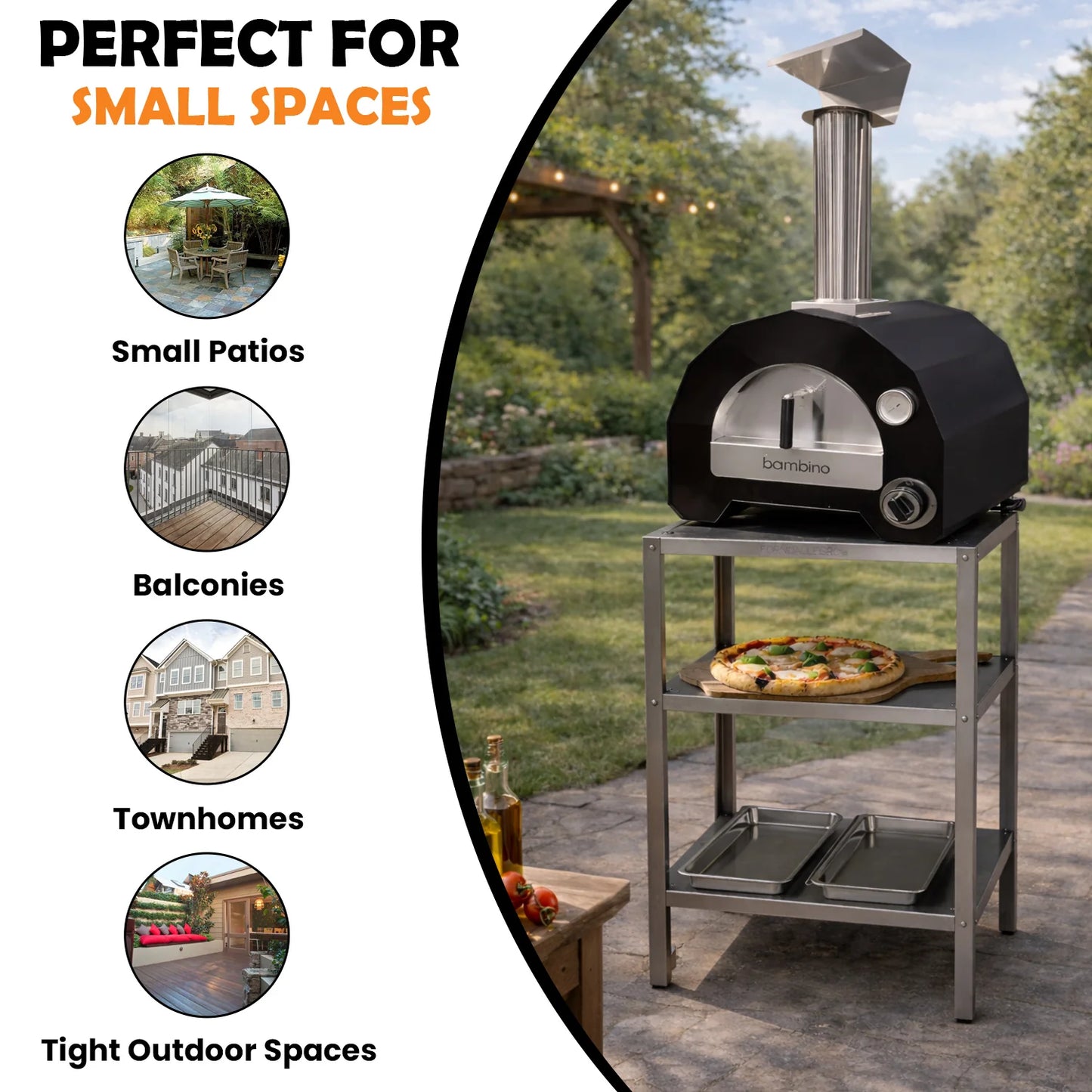 ItaliaForno Regular Oven Cart for Bambino, Allegro, and Fornello Compact Series Ovens
