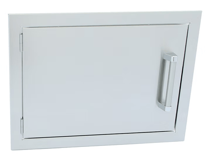 The Kokomo Grills 20” x 14” Reversible Stainless Steel Access Door (Horizontal) KO-1420H features a minimalist design and simple handle—perfect for outdoor kitchens.