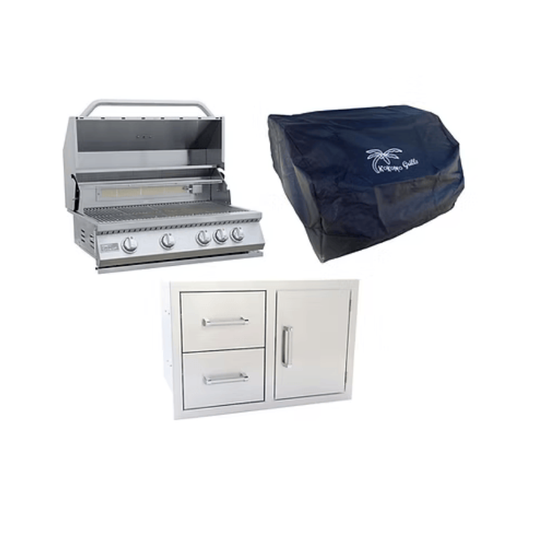 Kokomo Grills 3-Piece Outdoor Kitchen Set: Grill, Drawers, and Cover