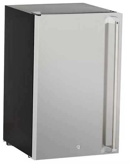 The Kokomo Grills 7-Piece Outdoor Kitchen Set features a sleek, stainless steel outdoor fridge with a vertical handle and bottom lock—ideal for your built-in BBQ grill. Perfect addition to any modern outdoor kitchen.