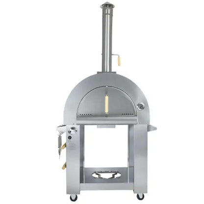 Front-side view of the outdoor Kokomo 32” Dual Fuel Freestanding Pizza Oven.