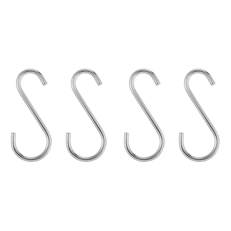 Four identical silver metal S-shaped hooks with a smooth, shiny finish are displayed horizontally on a white background, perfect for use with the Empava Silver Outdoor Wood Fired and Gas (Dual Fuel) Pizza Oven by Empava.
