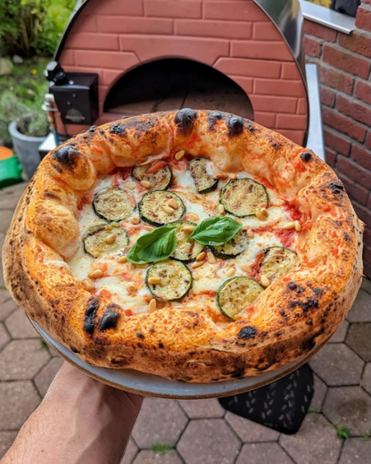 Pizza Party Outdoor 70 x 70cm Bollore "GUNMETAL" Floor (60 x 60cm) Freestanding Multi-Fuel Pizza Oven